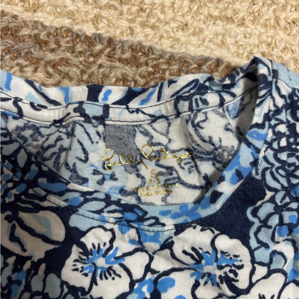 Lilly Pulitzer Navy and Light Blue Floral Dress - Picture 2 of 3